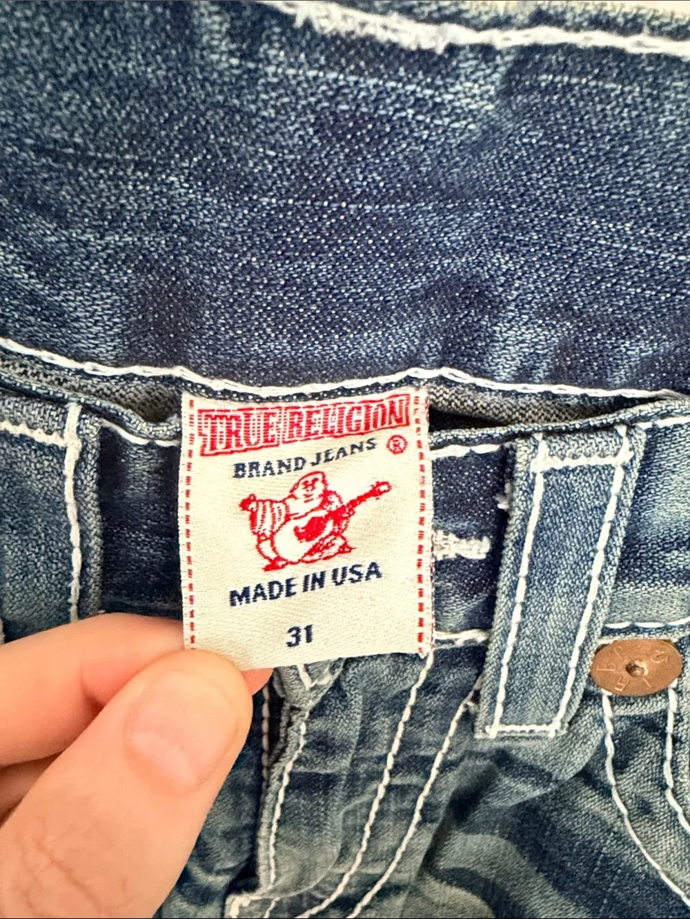 True Religion Men's Straight Jeans in Faded Blue Wash